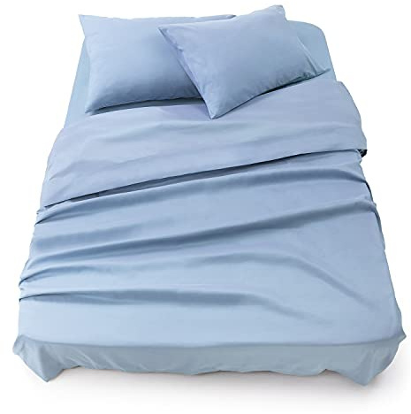Blumtal Completo lenzuola matrimoniali 3pz - completo letto matrimoniale certificato OEKO-TEX - lenzuolo con angoli 180x200x30cm + lenzuolo 280x275cm + federa cuscino 50x80cm in microfibra - azzurro
