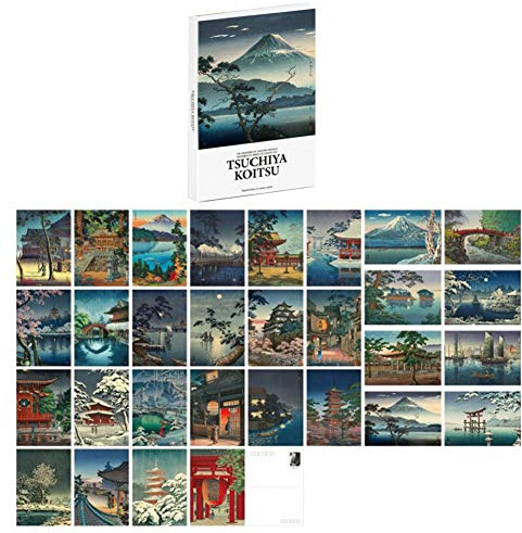 30 PCS 1 Set Cartoline Ukiyoe Paesaggio giapponese Set Biglietti di auguri letterari Biglietto con messaggio di benedizione Cartolina con scatola (Tsuchiya Mitsui)