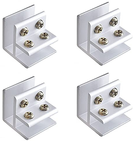 NO 4er Set Einstellbare Aluminium Glashalter Klemme, 10-12 mm, Schwarz, für Glasoberflächen, Wandmontage