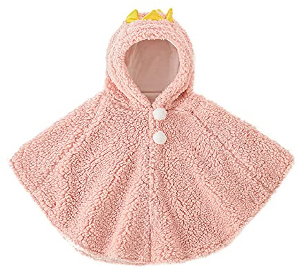 Cape à capuche chaude tricotée pour tout-petits en laine d'agneau, poncho à capuche pour l'hiver, Halloween, combinaison de neige, cape à capuche en laine mélangée pour garçons et filles, rose, 2 ans