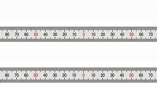 Aluminium-Lineal, selbstklebend, 10 mm breit, silberfarbenes metrisches Maßband, Maßstab (250-0-250 mm mitte), 500 mm Länge, 2 Stück
