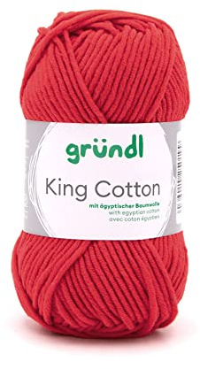 Gründl King Cotton 1 x 50 g, Rot | weiches und voluminöses Strick- und Häkelgarn aus 55 % Polyacryl & 45 % Baumwolle 50 g / 78 m, Nadelstärke: 6 - 7, 50 g