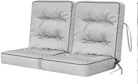Bjird Bankauflage für Gartenmöbel, Gartenbank, Polsterauflage für Hollywoodschaukel, Auflagen für Gartenschaukelkissen, Sitzkissen, Stuhlauflage, Indoor/Outdoor - Aschgrau - 100 cm (2 x 50 cm)