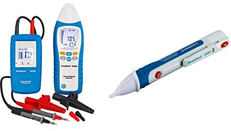PeakTech 3435 – Leitungssuchgerät mit Sender & Empfänger für Kurzschlüsse & Peak Tech P 1030 – Kontaktloser AC Spannungsprüfer mit LED Lampe, 50 – 1000 V AC Betriebsbereich - 157 x 26 mm