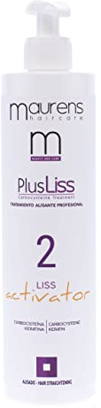 Maurens, Activador de Alisado Plus Liss, con Keratina y Carbocisteina. Duración de hasta 3 meses de Alisado dependiendo del tipo y estado del cabello. 500 ml, Blanco, G13725