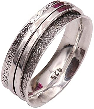 Silberner Spinner-Meditationsring Alle Größen Geschenkartikel Aussage 925 Sterling Silber Bandring Männer und Frauen Bandring Handgemachter Schmuck Goyal Jewels GESR03 (55 (17.5))