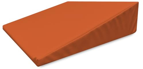 QUIRUMED Cuscino a cuneo, Misure 40 x 50 x 13 cm, Colore arancione, Ergonomico, Similpelle, Imbottitura flessibile, Cuscino per massaggi, Fisioterapia, Supporto per la schiena