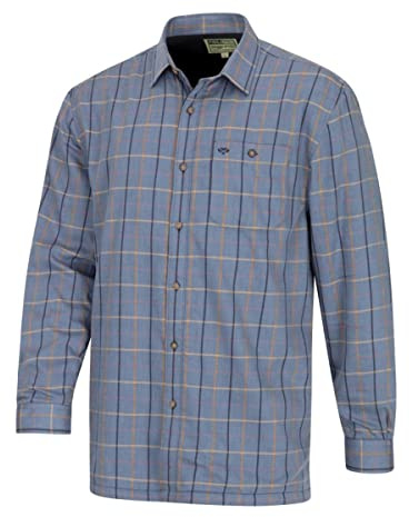 Hoggs of Fife Blackthorn Micro-Fleece Lined Shirt - Sky Blue Check Large Blue