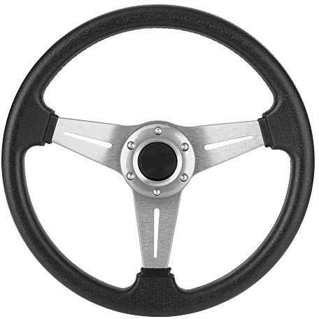 Akozon Auto-Lenkrad, 14in Racing Car Drifting Lenkrad Universal-Sport-Lenkrad für Autolenkung Modifiziert (Silber)