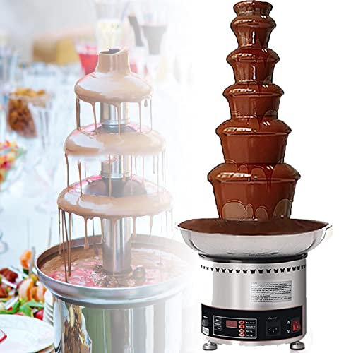 GBHJJ Grande Fontaine de Chocolat en Acier Inoxydable - Machine électrique à 4/5/6/7 Niveaux avec bac de Fondue Chauffant, pour Les FêTes,Les Banquets,Les Magasins De GâTeaux Et Les Restaurants,6Tier