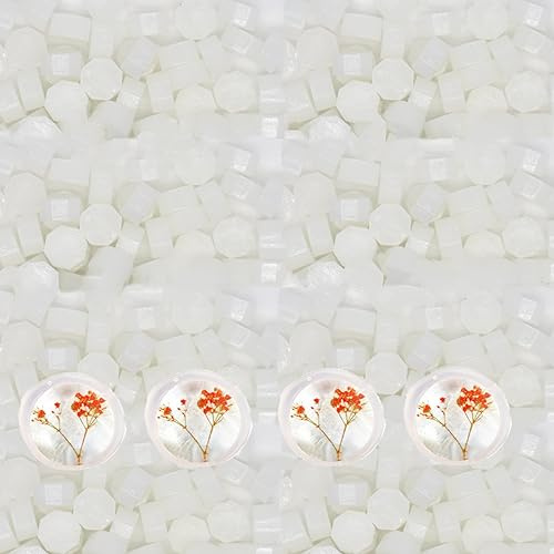720Pcs Wax Sealing Beads, Translucent Sealing Wax Beads, 0.55lb Octagon Wax Seal Beads for Wax Seal Stamp, Cards, Wedding Invitations, Wine Packages, Gift Wrapping, Letter Sealing (Transparent)