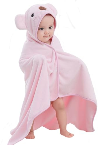Hilmocho Asciugamano da Bagno per Bambini con Cappuccio Neonato Bambino Morbido Caldo Velluto Corallo Asciugamano Doccia da Bagno Accappatoio Coperta, 110x68CM