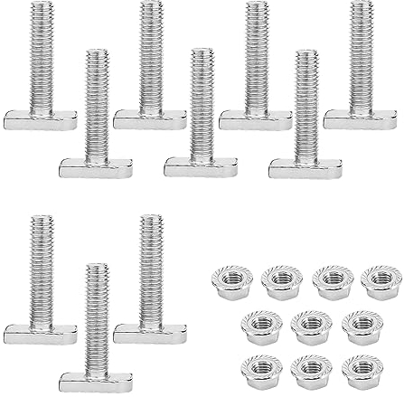 Vordpe Lot de 10 vis à tête marteau M8 x 30 mm en acier inoxydable A2-70 pour photovoltaïque avec écrou à bride