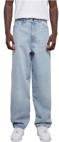 Urban Classics Herren Heavy Ounce Baggy Fit Jeans – Weite Denim Hose im Loose Fit aus Baumwolle, Wide Leg Jeans im 90s Streetwear Style für Freizeit & Alltag,New Light Blue Washed,38