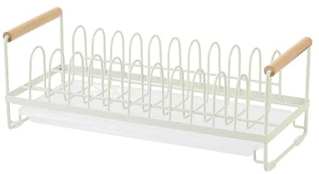 Koomuao Tellerhalter Organizer,Metall Tellerhalter Teller Organizer Schrank,Multifunktional Tellerständer mit Griffen,Abtropfgestell Geschirr für Teller Schneidebretter Topfdeckel (Weiß-B)