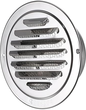 SUMNACON 304 Stainless Steel Air Vent Cover Ventilation Cover, Round 98mm Air Vent Grill Screen Hood Extractor Fan Ventilation Cover with Insect Mesh for Bathroom Kitchen