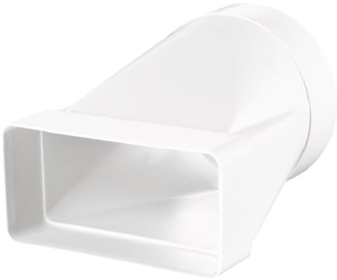 Übergangsstück 55x110 Ø100 mm Weiß PVC Rohrverbinder Rundrohr 100mm/Flachkanal 55x110mm Lüftungssystem Verbindung Heizen Kühlen Klima Kunststoff Luftkanal Rundrohre rechteckrohr Luftkanäle