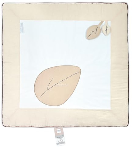 DOUDOU ET COMPAGNIE - Teppich Happy Wild Beige – 100 x 100 cm – für Babys 0 – 6 Monate – Bequemer Krabbelteppich für Spiel und Motorik – gepolsterte Matte, geeignet für den Laufstall – Geschenk zur