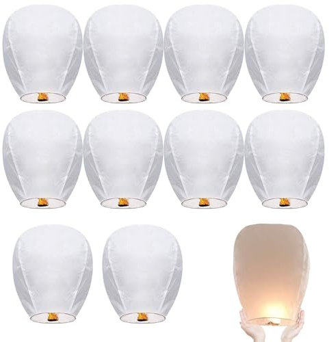 puzzlegame Juego de 10 farolillos de Cielo Chinos, farolillos de Papel ecológicos para Bodas, farolillos Chinos flotantes para liberar en la Memoria