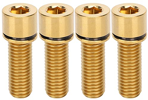 SPYMINNPOO 4-teilige Fahrradlenker-Vorbauschrauben, Leichte Schrauben aus Titanlegierung, M7 X 20 Mm, Geeignet für Leichte Fahrrad-Fahrradvorbauten (Gold)
