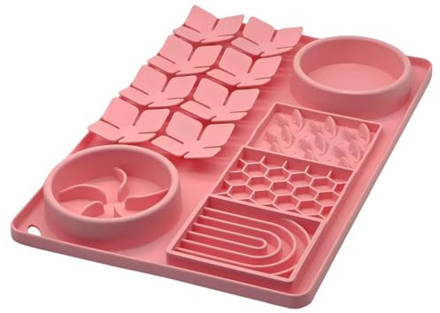 Evenco Slow Feeder Bowl, Silicone Lick Mat with Suction Cups for Dog Cat, Snuffle Mat for Pet Smell Training, Puzzle Toys for Bored Puppy, Interactive Sniff Mat for Slow Eating and Keep Busy, Pink