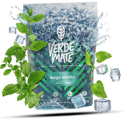 Verde Mate Green Mega Menta Yerba Mate à la Menthe 500g | Yerba mate brésilienne séchée à l'air avec arôme naturel de menthe intense pour boisson chaude ou tereré glacé