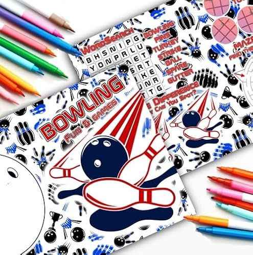 Pack of 24 Bowling Activity Sheets Kids Party Games Birthday Party Favours