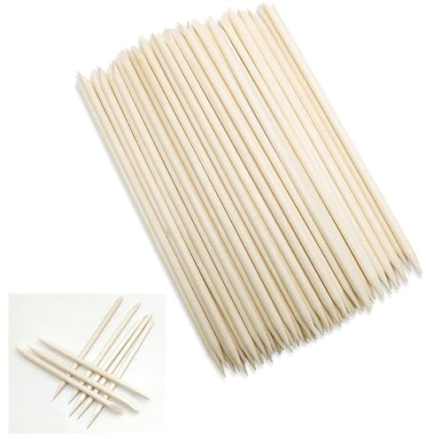200 palitos naranjas para uñas de madera de 5.9 pulgadas, empujadores de cutículas de madera, palos de lijado de doble cara, multifuncional, herramienta de manicura y pedicura para manicura y pedicura