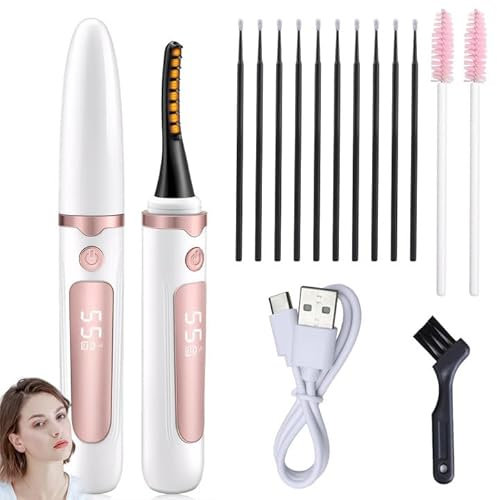 Piegaciglia Elettrico,Heated Eyelash Curler,Piegaciglia Riscaldato,Piega Ciglia Elettrico Riscaldante,Piegaciglia Elettrico Ricaricabile,Con 4 Riscaldamento Modalità,Per Tutte Le Ciglia (Bianco)