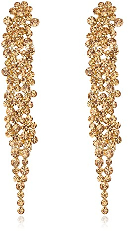 EVER FAITH Boucles d'oreilles en cristal Art Déco pour mariage, boucles d'oreilles pendantes en chandelier pour femme mariée, 9 cm x 1.5 cm, Cristal, Pas de gemme
