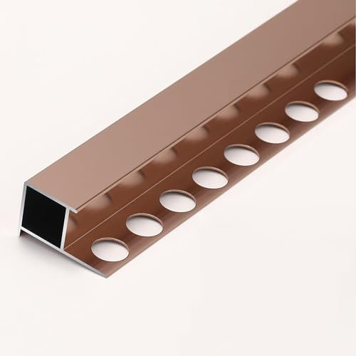 Raouoae Profilé Carré en Aluminium pour Carrelage, Embouts en 125cm (2 Pièces), Épaisseur 8/10/12/15mm, Idéal pour Carrelage en Céramique, Sols, Murs, Lambris - Accessoire De Pose(Rose Gold,8mm)