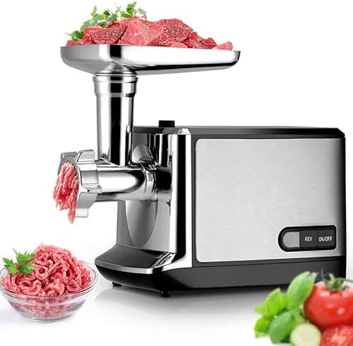 YXZQLOZ Picadora de Carne eléctrica, picadora de Carne Resistente, embutidora y picadora de Salchichas 3 en 1 con Platos de 3 tamaños