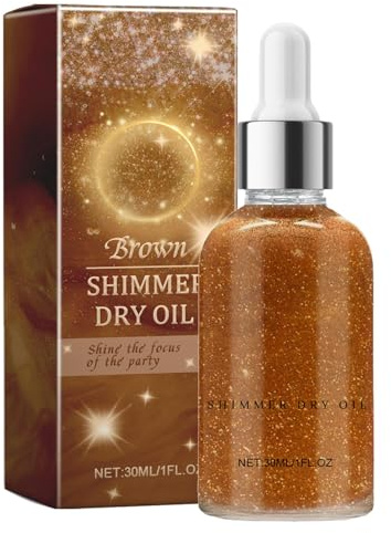 Lisutupode 30ml Flüssig Highlighter Oil, Glitzer Körperöl, Body Makeup Dry Hochglanz Glänzendes Öl, Wasserfest Gold Körper Highlighter Öl, Langlebig Body Shimmer Oil Mit Ultrafeines Glitter