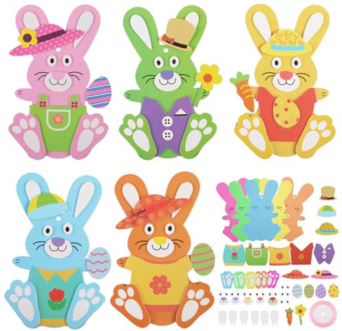 Hianjoo Pegatinas de Conejo de Pascua (Paquete de 5), Adornos Colgantes de Semana Santa Kit para Hacer Hechos a Mano Decoraciones Temáticas Hogar Interior y Exterior
