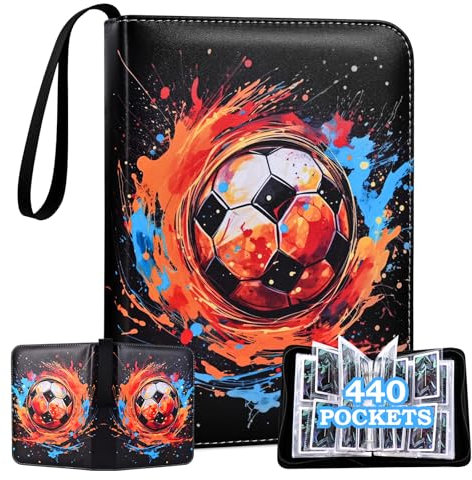 JIAWWAN Album Raccolta Carte Calcio, Album per Carte Collezionabili Calcio, Album Porta Carte 55 Pagine può Contenere 440 Cartes, Albums Cartes da Collezione, Albums Raccoglitore Collezionisti (A)
