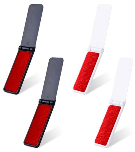 4 Pcs Foldable Portable Mini Reusable Travel Size Pocket Lint Brush, Clothes Brush Lint Remover Sofa Plush Toys Pet Hair Fluff Clean Tool