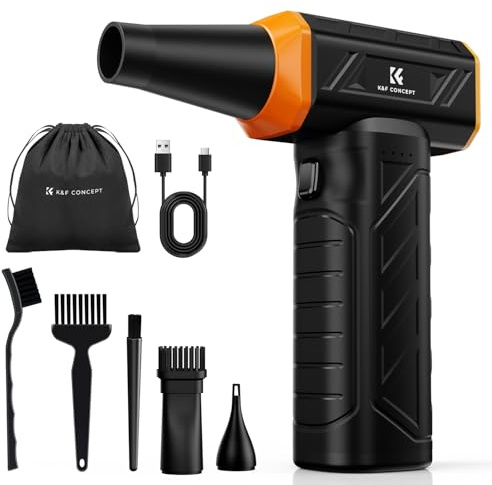 K&F CONCEPT Soffiatore ad Aria Compressa, 8000mAh-150min Autonomia | 150000RPM | Luce LED | 3 Velocità Regolabili | Motore Senza Spazzole Ricaricabile | Per PC, Tastiera, Auto, Casa