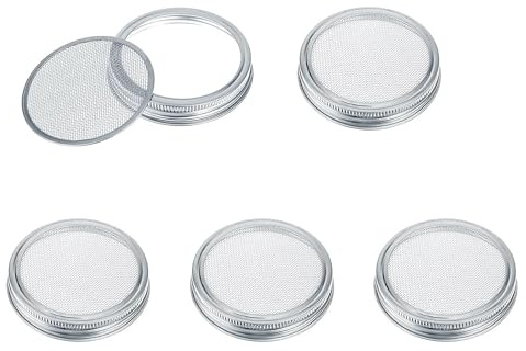 5 Stück,Keimglasdeckel 86mm,Sprossengläser Deckel,Sprossengläser Deckel Edelstahl,Keimdeckel Siebdeckel,Für Gläser Einmachglas Wachsende Sprösslingen Samen Keimgerät Sprossensystem Sprossenzucht