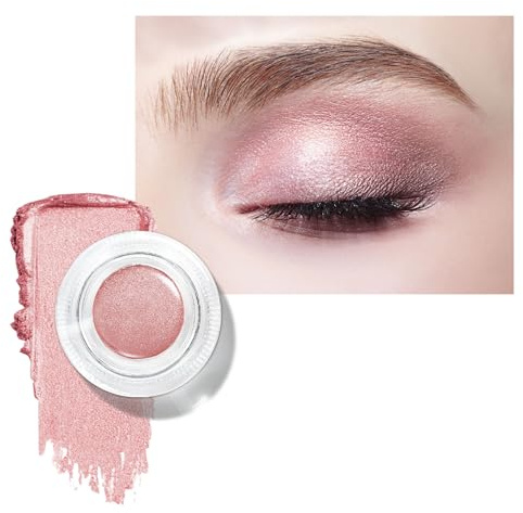 LOPHE Sombras de Ojos, 1 Pieza Sombra de Ojos en Crema, Eyeshadow en Mousse Duradera, Cream Eyeshadow de Altamente Pigmentada, Vegano y Libre de Crueldad, Crear Purpurina Maquillaje (Rosa)