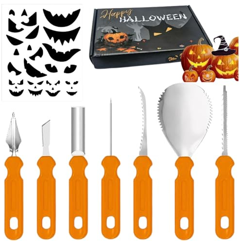 Halloween Kürbis Schnitzset Schnitzwerkzeug Kürbis 7 Stück kürbisschnitz set DIY Halloween kürbis schnitzen werkzeug Edelstahl Pumpkin Carving Tools Set