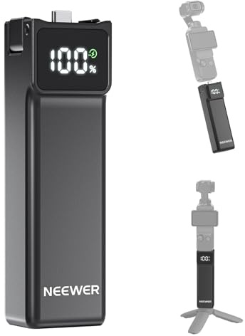 NEEWER Akkugriff Kompatibel mit DJI Osmo Pocket 3 und Creator Combo Stativ Zubehör, 5000mAh Typ C Maximal 22,5W, Tragbares Ladegerät, 1/4Zoll Gewinde für Selfie Stick Videoaufnahmen, PH01