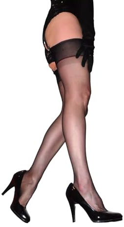 Black Stockings 5 Denier 100% Nylon no stretch Medium - Vintage Style