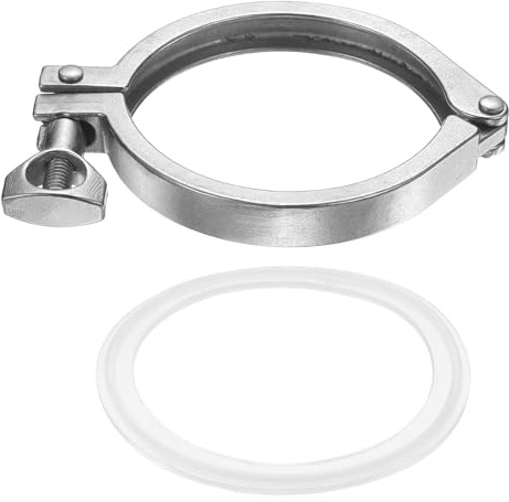 PATIKIL Tri Sanitary Clamp Single Pin, Heavy Duty 304 Stainless Steel Clamp Sanitary Fittings with Wing Nut Silicone Gasket for Ferrule TC Tube OD 3 Flange Size 91mm, Silver
