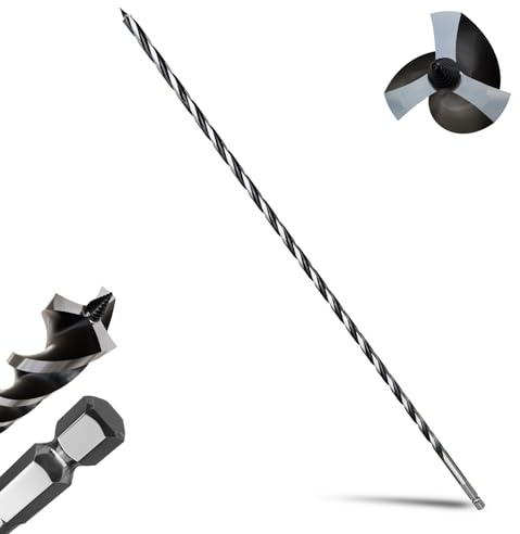 3/8×24 Professional Auger Drill Bit for Wood with Quick Change 3/8 Hex Shank- 3-Cutter Design with Dual-Flute for Fast Chip Removal, Fits Hardwood, Softwood, PVC, Drywall & Tree Stumps