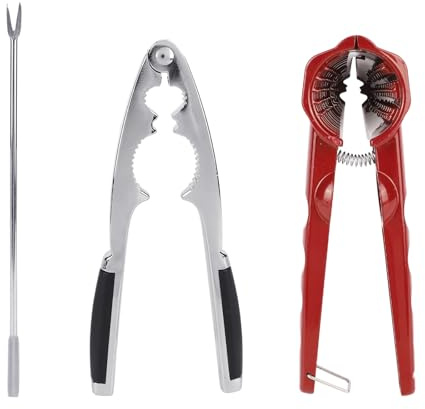 3pcs Walnut Plier Set, Include Spring Nut Cracker Opener and Strong Seashell Nutcracker and Walnut Picks for All Nuts Lobster Crab Pecan