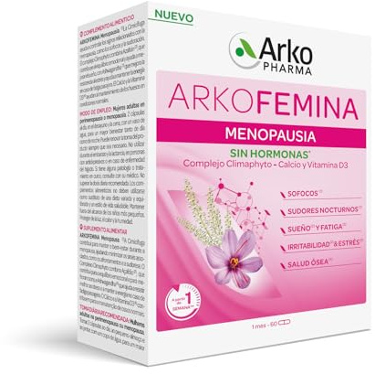 ARKOPHARMA Arkofemina Menopausia 60 Cápsulas Sin Hormonas Fórmula Vegetal | Con Complejo Climaphyto para el bienestar de la mujer durante la menopausia. Fórmula día y noche.