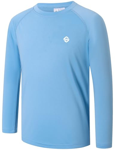 Ewbob Kids UPF 50+ Long Sleeve Rash Guard Quick Dry Tops 3-14 Years | Breathable, Lightweight, Reflective logo, Sun Protection Swim T-Shirts, for the beach, swimming, fishing, outdoor activities