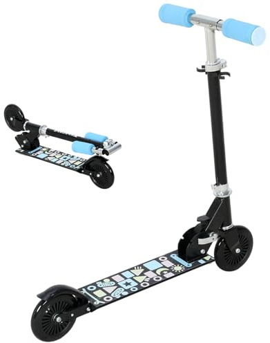 NOVONOVA Patinete Scooter Plegable, Patinetes para niños y niñas, 4-6 años con Manillar Ajustable 72-82cm, Patinete con 2 Ruedas y Freno Posterior, Máx. 50kg (Azul, Negro)