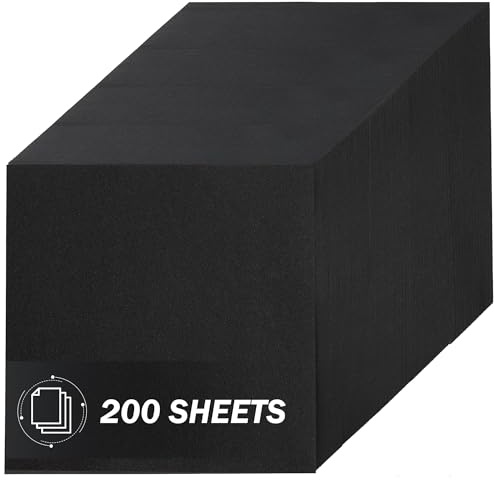 Papel origami negro, 200 hojas 15×15 cm / 6 pulgadas, 80 g/m², papel cuadrado para plegado doble cara para proyectos de manualidades DIY, niños, adultos UAP38BK200