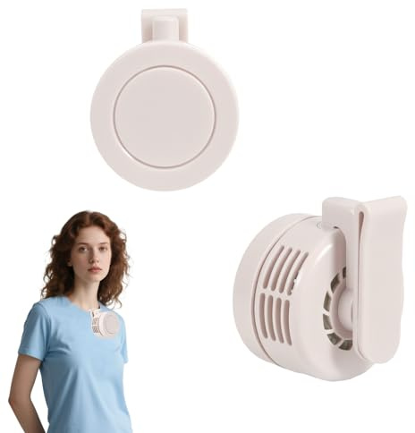 Small Clip Fan,Portable Silent Mini Bladeless Fan Clip On,Rechargeable Wearable Fan,Hands-Free Waist & Neck Cooling,3 Geschwindigkeiten Mini handventilator,USB-C Fast Charge,Für Outdoor Büro (Weiß)